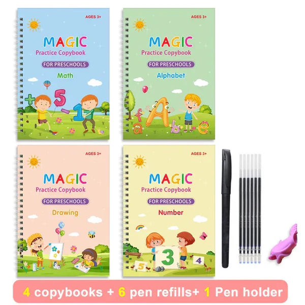 EduGlow™ Magic Practice Copybook Set (Pack of 4)