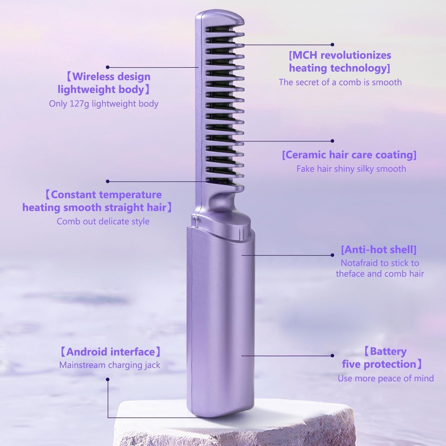 Rechargeable Mini Hair Straightener Comb