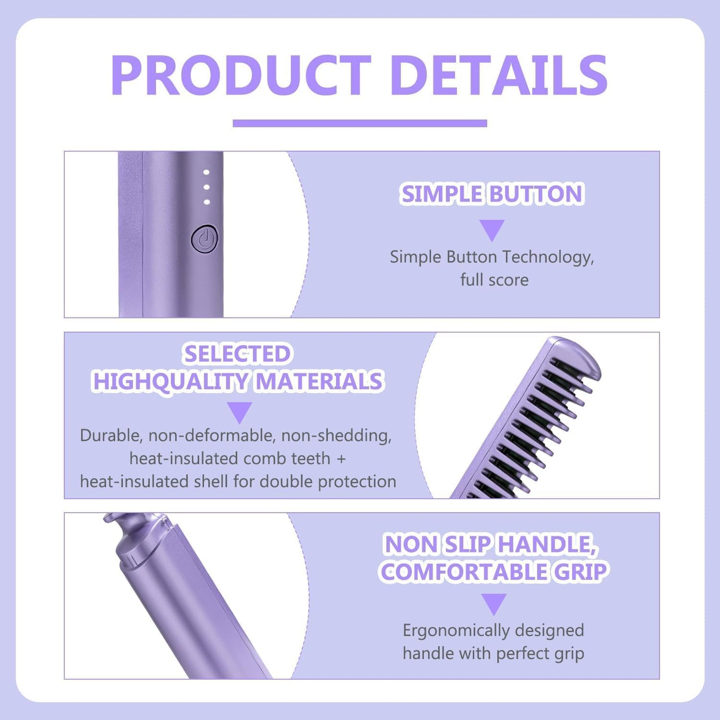 Rechargeable Mini Hair Straightener Comb