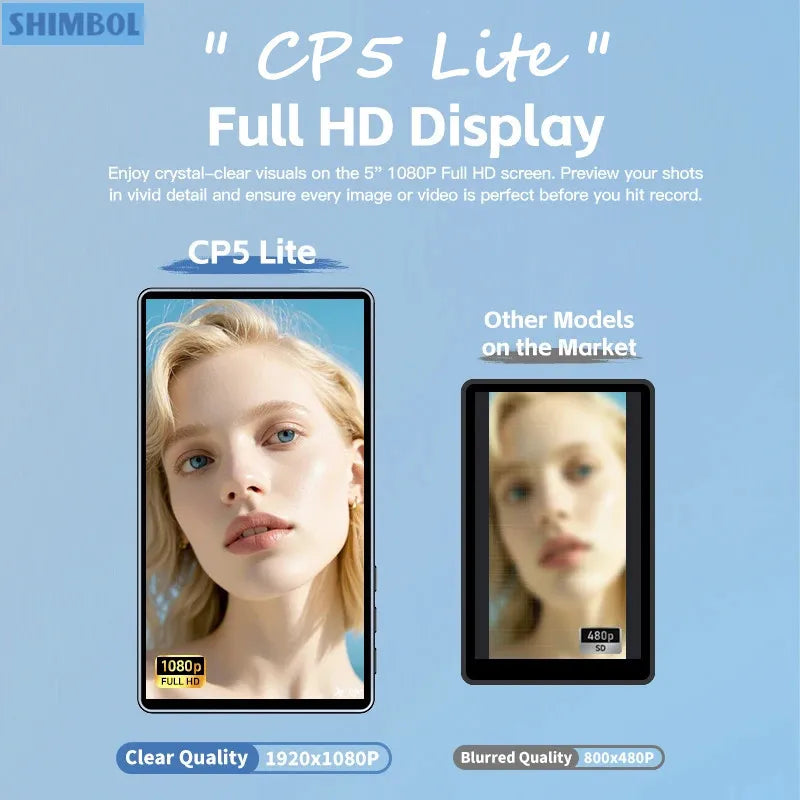 VizoSnap™ 5" 1080P FHD Vlog Selfie Monitor – Rear Camera Display for iPhone 16/15 & Samsung Phones