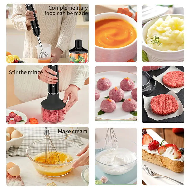 Sokany™ 4-in-1 Low-Noise Blender with Beaker, Chopper, Whisk & Milk Frother